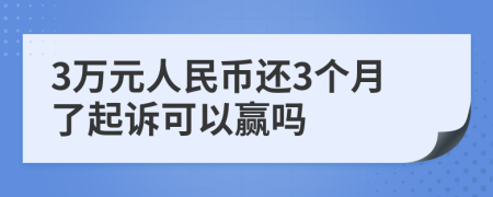 3万元人民币还3个月了起诉可以赢吗