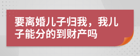 要离婚儿子归我，我儿子能分的到财产吗