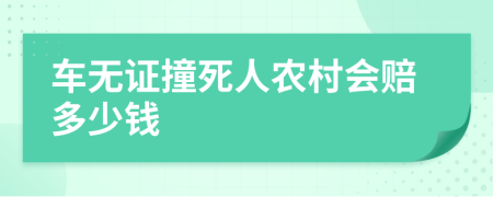 车无证撞死人农村会赔多少钱