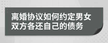 离婚协议如何约定男女双方各还自己的债务