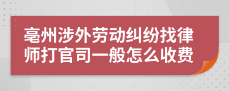 亳州涉外劳动纠纷找律师打官司一般怎么收费