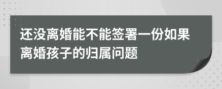 还没离婚能不能签署一份如果离婚孩子的归属问题