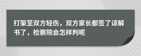 打架至双方轻伤，双方家长都签了谅解书了，检察院会怎样判呢