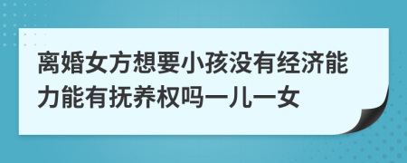 离婚女方想要小孩没有经济能力能有抚养权吗一儿一女