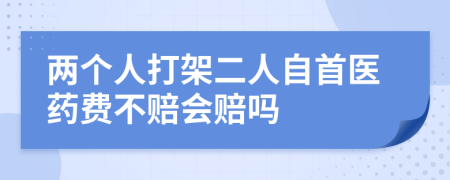 两个人打架二人自首医药费不赔会赔吗