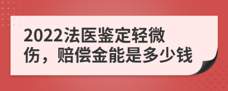 2022法医鉴定轻微伤，赔偿金能是多少钱