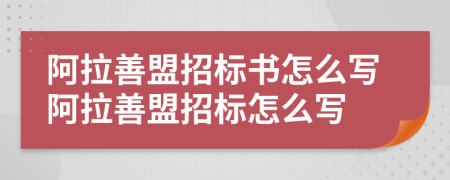阿拉善盟招标书怎么写阿拉善盟招标怎么写
