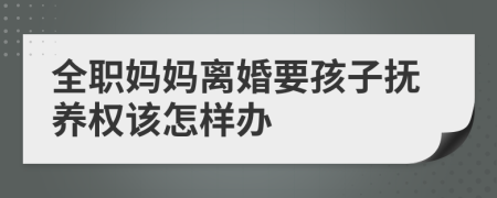 全职妈妈离婚要孩子抚养权该怎样办