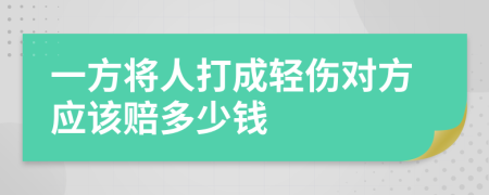 一方将人打成轻伤对方应该赔多少钱