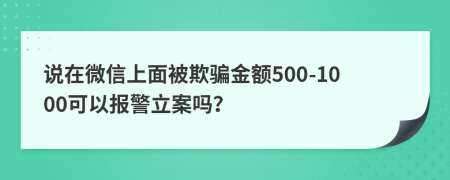 说在微信上面被欺骗金额500-1000可以报警立案吗？