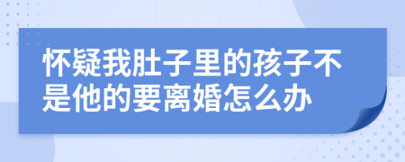 怀疑我肚子里的孩子不是他的要离婚怎么办