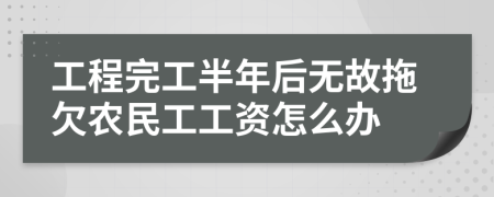 工程完工半年后无故拖欠农民工工资怎么办