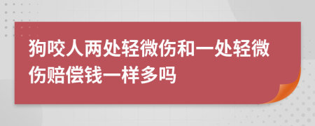 狗咬人两处轻微伤和一处轻微伤赔偿钱一样多吗