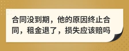 合同没到期，他的原因终止合同，租金退了，损失应该赔吗