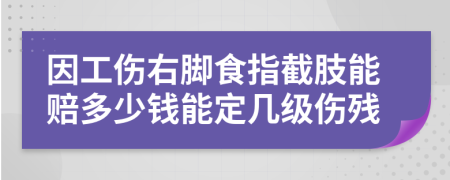 因工伤右脚食指截肢能赔多少钱能定几级伤残