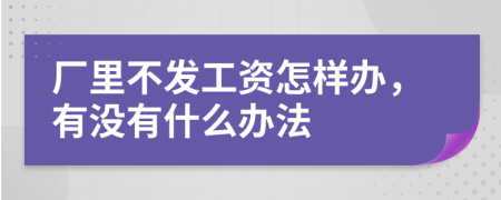 厂里不发工资怎样办，有没有什么办法