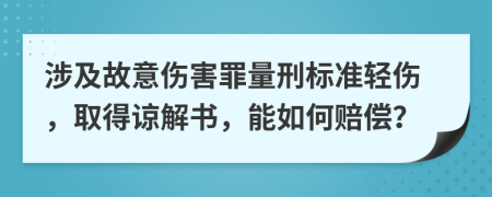 涉及故意伤害罪量刑标准轻伤，取得谅解书，能如何赔偿？