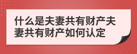 什么是夫妻共有财产夫妻共有财产如何认定