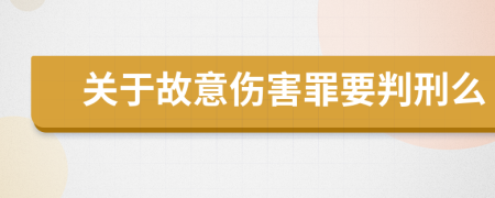 关于故意伤害罪要判刑么