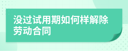 没过试用期如何样解除劳动合同