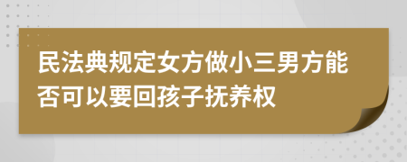 民法典规定女方做小三男方能否可以要回孩子抚养权