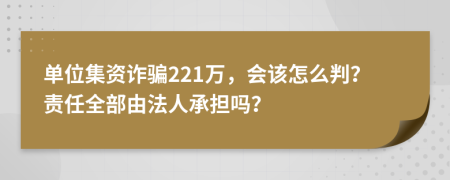 单位集资诈骗221万，会该怎么判？责任全部由法人承担吗？