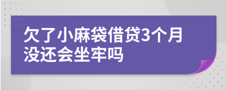 欠了小麻袋借贷3个月没还会坐牢吗