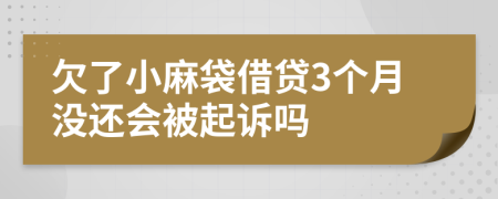 欠了小麻袋借贷3个月没还会被起诉吗