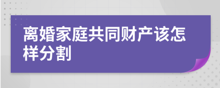 离婚家庭共同财产该怎样分割