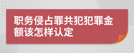 职务侵占罪共犯犯罪金额该怎样认定