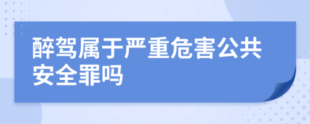 醉驾属于严重危害公共安全罪吗