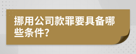 挪用公司款罪要具备哪些条件？