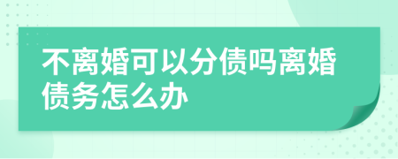 不离婚可以分债吗离婚债务怎么办