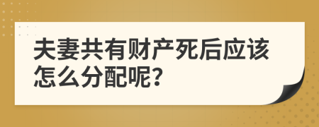 夫妻共有财产死后应该怎么分配呢？