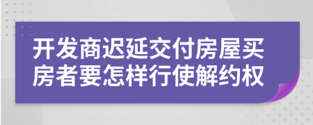 开发商迟延交付房屋买房者要怎样行使解约权