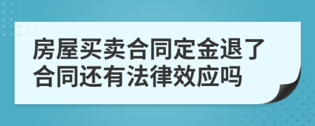 房屋买卖合同定金退了合同还有法律效应吗