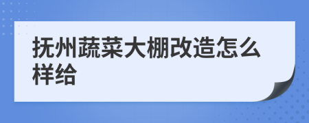 抚州蔬菜大棚改造怎么样给