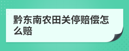 黔东南农田关停赔偿怎么赔