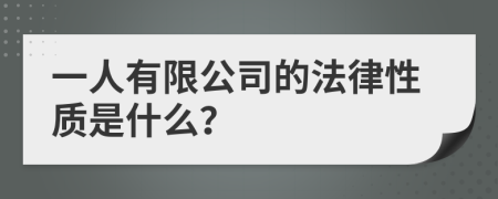 一人有限公司的法律性质是什么？