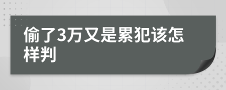 偷了3万又是累犯该怎样判
