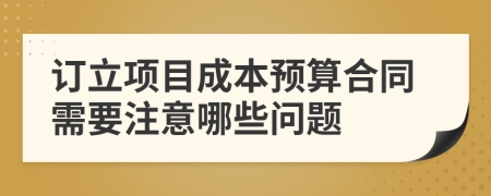 订立项目成本预算合同需要注意哪些问题