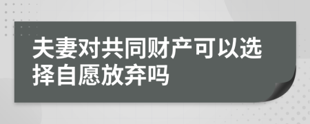 夫妻对共同财产可以选择自愿放弃吗