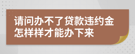 请问办不了贷款违约金怎样样才能办下来