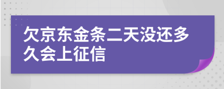 欠京东金条二天没还多久会上征信