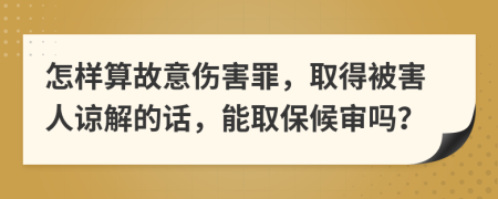 怎样算故意伤害罪，取得被害人谅解的话，能取保候审吗？