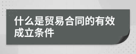 什么是贸易合同的有效成立条件
