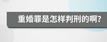 重婚罪是怎样判刑的啊？