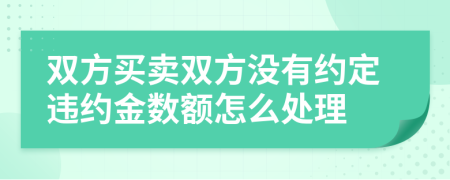 双方买卖双方没有约定违约金数额怎么处理