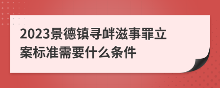 2023景德镇寻衅滋事罪立案标准需要什么条件