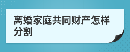 离婚家庭共同财产怎样分割